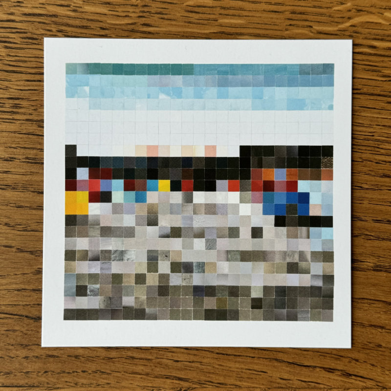 fünf postkarten - aus quadraten - boote am steg